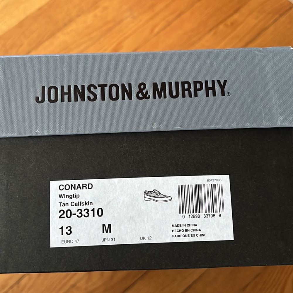 Johnston & Murphy Conard Wingtip Tan Calfskin Oxfords - Picture 4 of 4